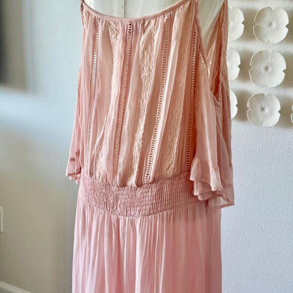 Romantic Blush Chiffon Maxi Dress – Flowy, Off-Shoulder, Worn Once in Hydra, Gre - Picture 7 of 9